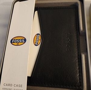 Fossil Men's Black Leather Card Case Wallet